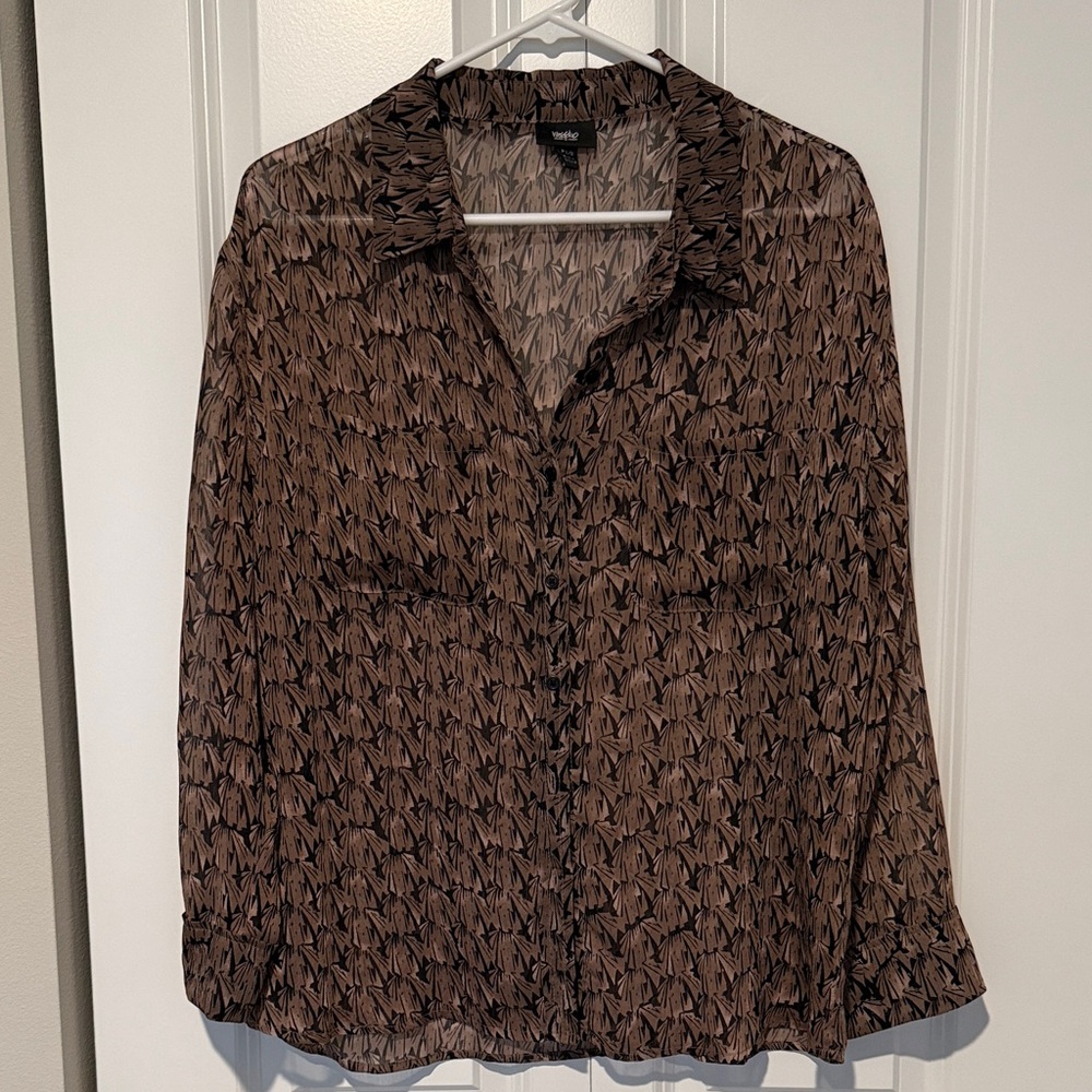 Mossimo Supply Co. Brown and Black Patterned Blouse